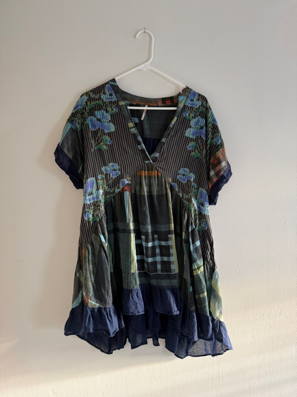 Free People Floral Patchwork V-Neck Dress